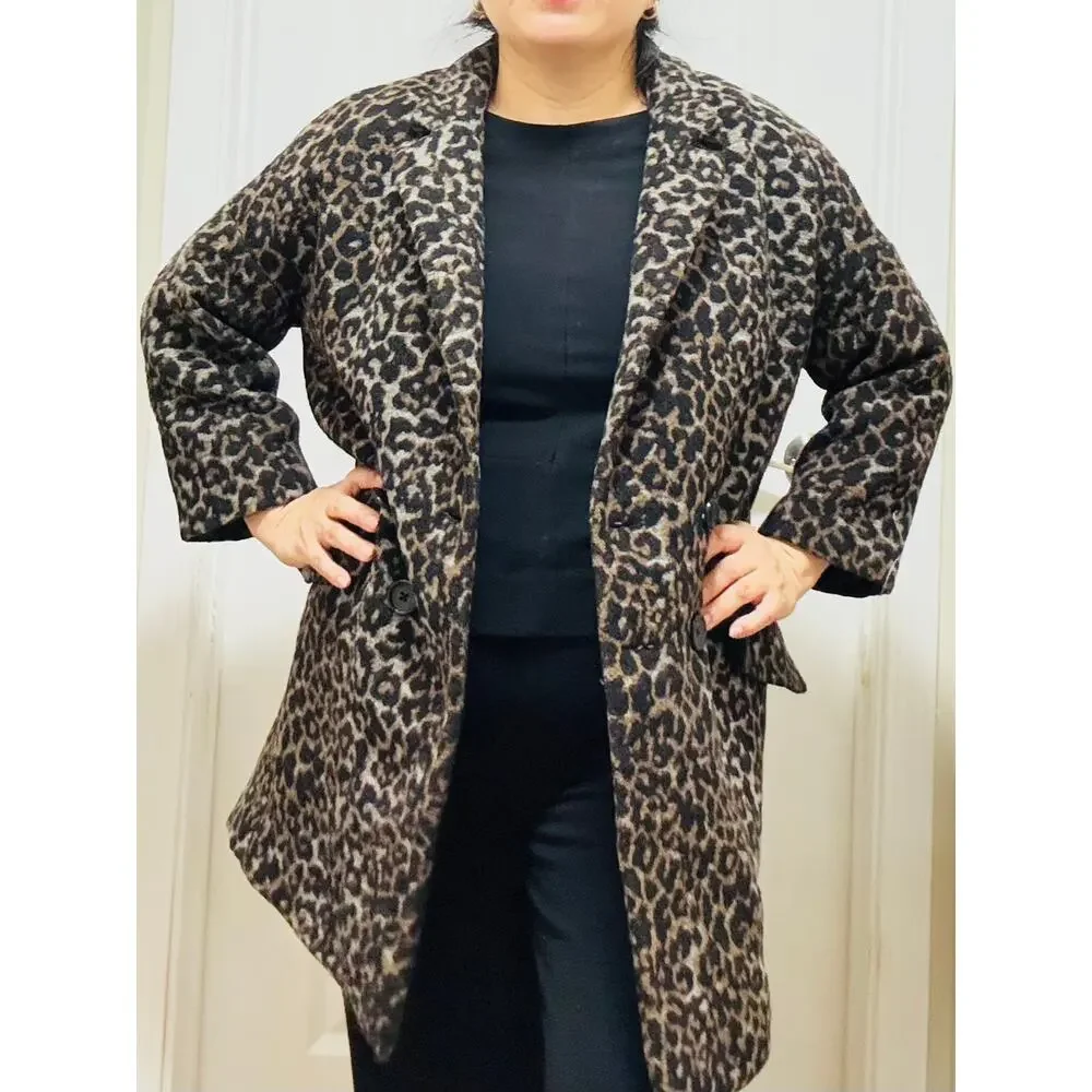 COACH Classic Wool Blend Cocoon Coat Double Breasted Oversized 3/4 Sleeve XS